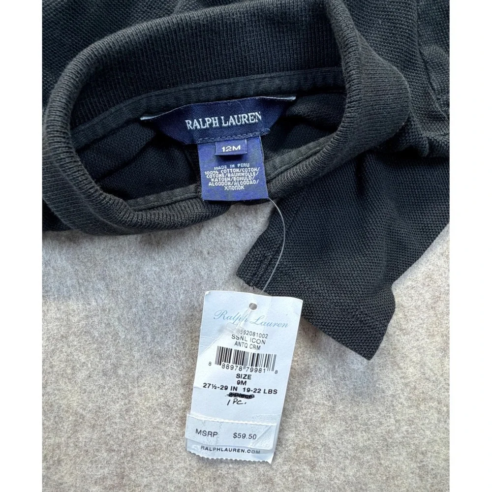 Ralph Lauren Polo Dress Girls 12M Black Peplum Triple Pony Long Sleeve‎